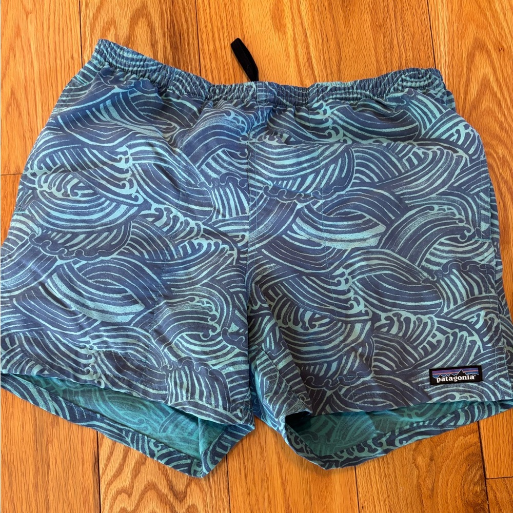 Patagonia Blue Wave Pattern Athletic Shorts